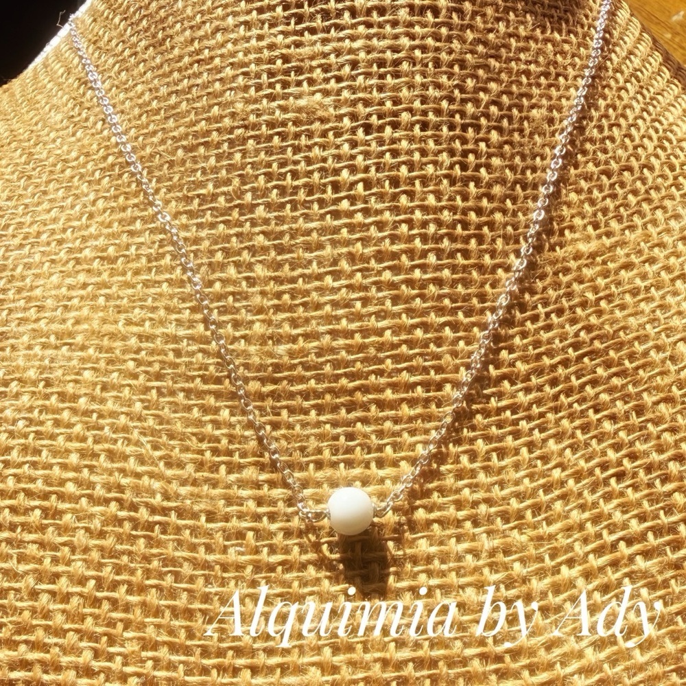✨ 6mm Milk‑White Jade Minimal Pendant — 925 Silver